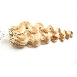 P27 / 613 Blonde Micro Loop Hair Extensions Menselijk Haarverlenging Met Ringen Gekleurde Strands 1G / Strand100G Micro Ring Hair Extensions
