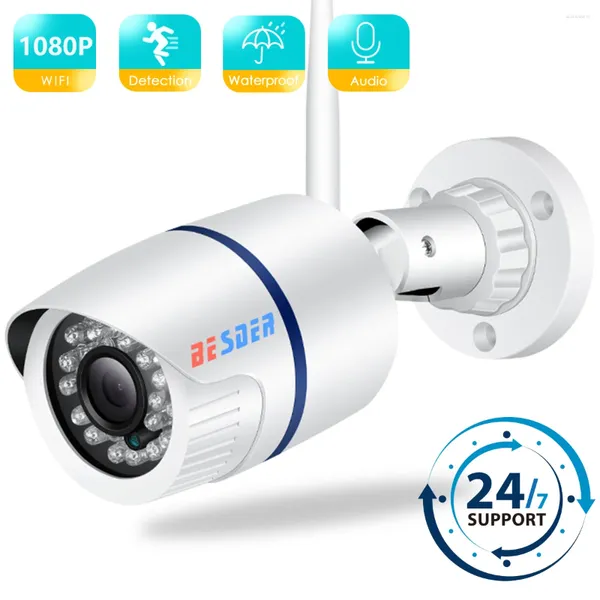 Cámara P2P Wifi Grabación de audio IP Alarma inalámbrica con cable CCTV Bullet para exteriores con ranura para tarjeta SD Max 128G
