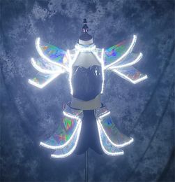 P40 Party Show draagt Silver Mirror Stage Jurk Dames Led kostuums Lumineuze lichte spiegelrok Gloeiende LED -outfits Robotpak DJ PA3589877