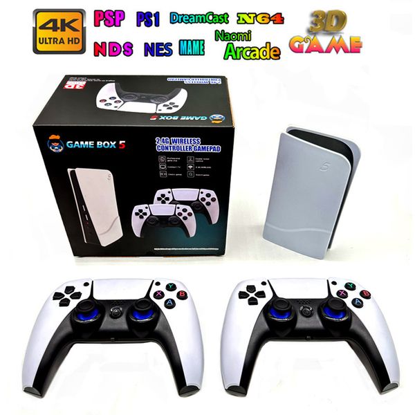 P5 Nueva consola de videojuegos 64 GB/30000 juegos Reproductores de juegos portátiles retro clásicos HD TV Game Box 5 Dos gamepads para PS1/PPSPP/MAME Arcade Gaming Stick