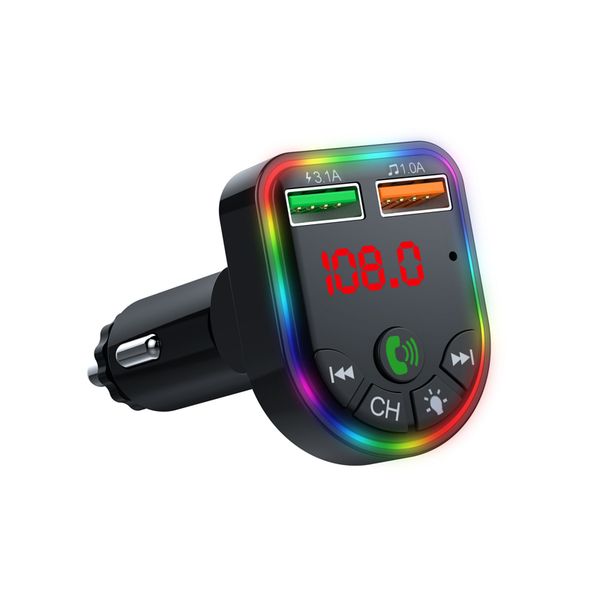 P5 Chargeur de téléphone sans fil sans fil Lights Colorful Amosphère Double USB Car Chargeur Wireless Car MP3 BT5.0 FM TRANSPRIREUR USB C CHARGEUR DE CARING FAUT