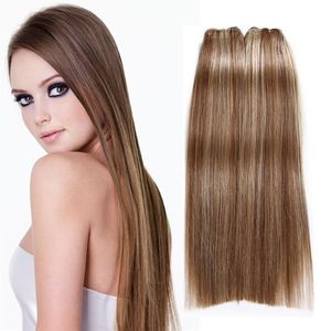P6 613 # Indien Brésilien Péruvien Extensions de Cheveux Vierges Humains 3Pcs / lot 100g pcs Bundles de Cheveux Raides 8 -30 Blonde In290I