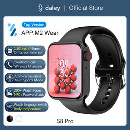 2022 S8 Pro Smart Watch Series 7 45mm 1.92 inch Mannen Vrouwen NFC Bluetooth Oproep Polsbandje Hartslag Fitness Tracker Sport Smartwatch Iwo Voor iOS Android PK DT7 Max Horloges
