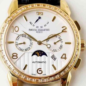 P8at8ek Phili8pe mechanisch horloge goud heren luxe zakelijke lederen band zwart bruin B692