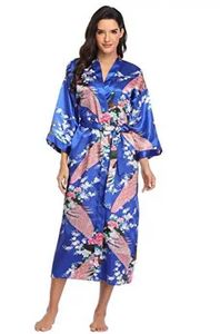 P8cf sexy pyjama's hete uitverkoop zwarte zomer satijn kimono badjas bathrobe dames bruid bruidsmeisje bruiloft gewaad jurk sexy bloem long slaapkleding m-3xl 2404101