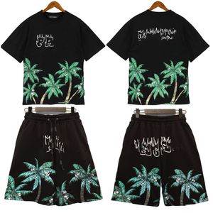 PA 23Ss Angel Lente/Zomer Nieuwe Heren Palmboom Print Trui Katoen High Street Trendy Unisex T-shirt Set