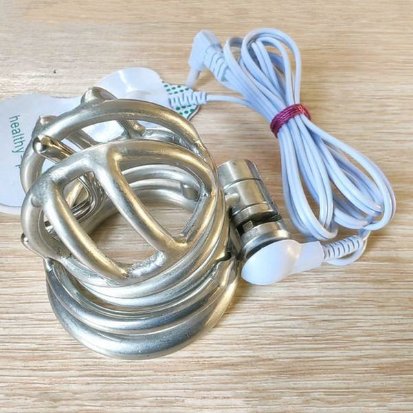 PA Dispositivos de castidad masculina Cerradura eléctrica para gallo Varitas del Príncipe Alberto Hombres Anillo para el pene Dispositivo empalador Sujeción Jaula de acero Cerradura de metal Esclavos Bondage Bdsm Fetiche Juguetes Gays Cbt