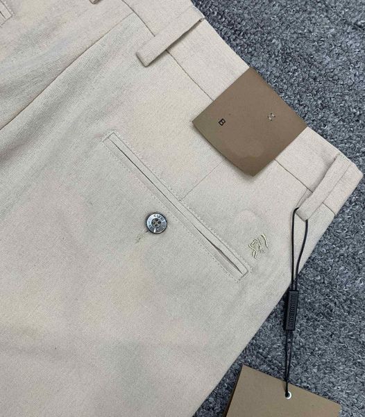 BUU Diseñador de lujo Pantalones de vestir para hombres Alta calidad 2024 Primavera / Verano Pantalones casuales de negocios Tela de lino natural Pantalones rectos de punto Marca de moda Negro Caqui