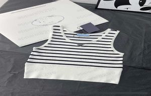 PAA Women Clothing Knits T -stukken Designer Xury Triangle Label Design Jacquard Silhouette Gebreide mouwloze vesttrui eenvoudig en 4123101
