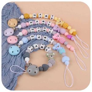 Porte-tétine Clips # 1-2 Baby Pacificier Clip Chains avec noms personnalisés Cartoon Koala Silicone Dents Braces Micon