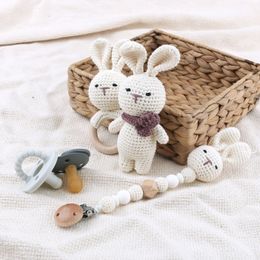 Pacifier Holders Clips# Animal Crochet Chain Tepples Holder voor geboren dummy -ketens Soer Chew Titting speelgoed Cartoon Feeding Gift Shipship 230914
