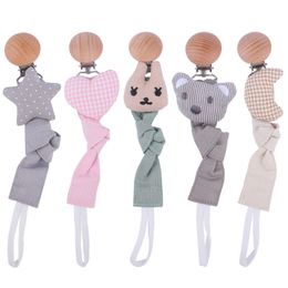 Pacifier Holders Clips# Baby Clip Born Lion Animal Linen Cotton houten ketting tepel Soere dummy verpleegspeelgoed 230421