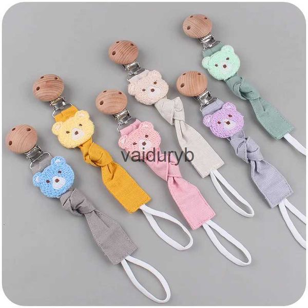 Attaches-sucettes # Chaîne de sucette pour bébé, tissu de coton doux fait à la main, chaîne de mamelon d'animal, Clip rond en bois pour soins infirmiers, anneau de dentition, jouets à mâcher, cadeauvaiduryb