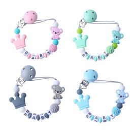 Stimulateurs de sucette Clips # Baby Pacificier Clip Sécurité de la chaîne dentaire Cartoon Animal Perge Perle Alimentation Grade Silicone Pacificateur Clip D240521