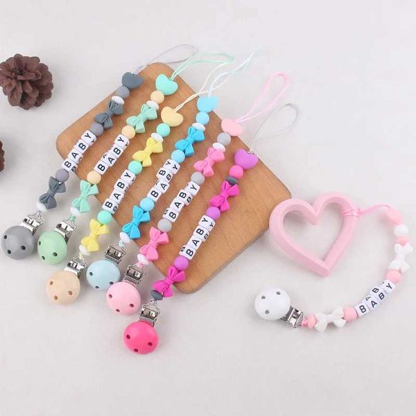 Supports de sucette Clips # Baby Pacificier Clip DIY Nom personnalisé Bow Mincy Bracket Chain Princess Teeth Newborn Toy ACCESSOIRES D240521