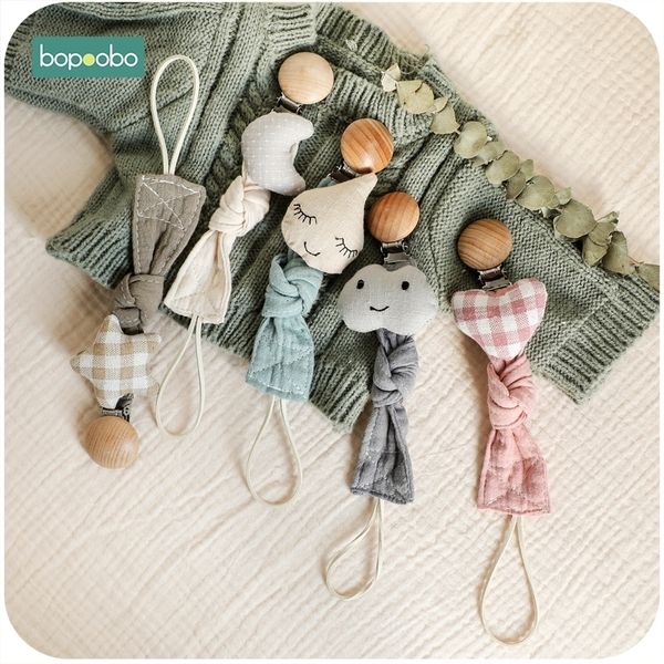 Clips para chupetes # Bopoobo 1 pieza Clip de cadena para chupetes de bebé Tela de algodón Juguetes de animales de peluche Chupete Titular de pezones nacido Juguete Accesorios de alimentación 230426