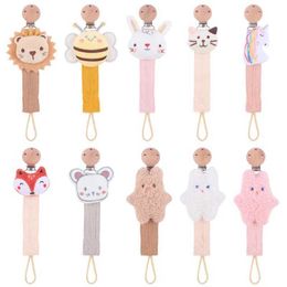 Supports de sucette Clips # dessin animé Cotton Doll Baby Pacifier chaîne en bois apaisant support facteur cumulé