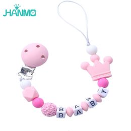 Pacifier houders clips# handgemaakte gratis gepersonaliseerde naam siliconen baby fopspeen clip kroon kettinghouder veilige etaat 230427