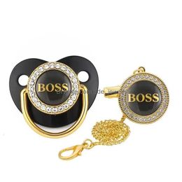 Patificier Holders Clips # Holders Clips Luxury Lettre imprimé bébé avec clip de chaîne Born BPA Bling Sile Micon Soother Chupeta 018 mois DHIAC