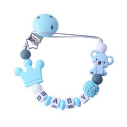 Clips de soporte de chupete# koala silicone baby pacifier clip nombre personalizado cadena cadena de dientes baby dientes soporte Chewing Toy Dummy Clip D240521