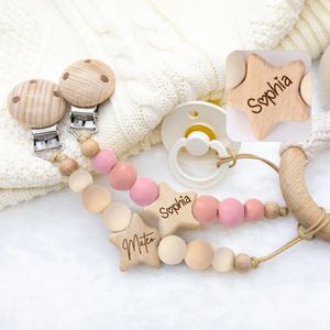 Fopspeenhouders Clips # Gepersonaliseerde Baby Clip Aangepaste naam Baby Dummy Souvenir geboren geschenk Houtbenodigdheden Moeder 231031