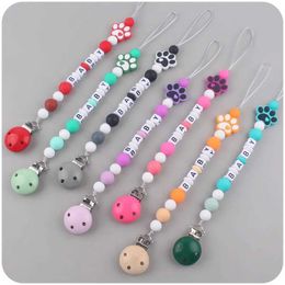 Pacifier houders clips# gepersonaliseerde naam aanpassing baby tepel clip virtuele beugel ketting accessoires pasgeboren cadeau tanden keten d240521