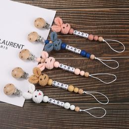 Clips porte-sucettes # nom personnalisé porte-bébé chaîne bois Crochet lapin anneau de dentition sucette pour pince factice en bois fait à la main 231025