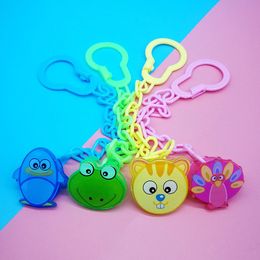 Attache-sucette, clips de sangle d'attache, chaîne pour bébé, bouche de jeu en plastique, accessoires de dessin animé, livraison directe Otl1W