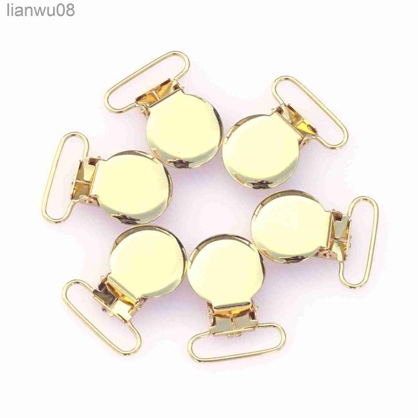 Sucettes # 10 Pcs Or Forme Ronde Sucette Jarretelles Clips Bébé Sucette Titulaire Artisanat Avec Insert En Plastique pour 25mm Ruban x0804