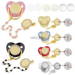 Pacifications # 5 Définit des clips de sucette de bébé vide personnalisés Luxury Bling Sublimation Silicone Minouche Mélose du Silicone