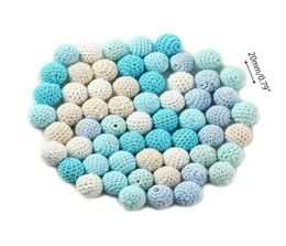 Chupetes 60 piezas 20 mm Chunky Round Crochet Cuentas de madera Bebé Mordedor Enfermería Haciendo Crafts1891208