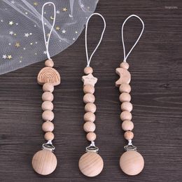 Fopspeen Baby Beech Wood Pacifier Clip Handring Set houten ronde kraal soere tepelketting voor verpleegspeelgoed babytheettheeltje kinderziekte