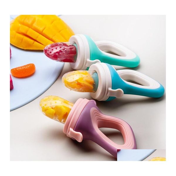 Chupetes # Born Food Nibble Baby Chupetes Sile Feeder Kids Fruit Bpa Chupete Alimentación Entrenamiento seguro Pezón Tetina Botellas Drop Delive Dhe8G