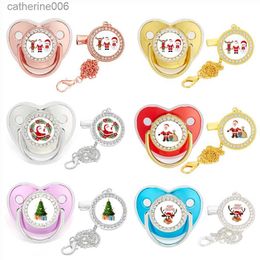 Fopspenen # Kerst Babyfopspeen Pasgeboren Dummy Clip Kettinghouder Cartoon Siliconen Tepel Zuigeling Fopspeen Pasgeboren Geboorte Bijtring BPA-vrijL231104