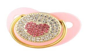 Sucettes de luxe pour bébé, cœur rose scintillant avec strass, sucette factice orthodontique, cadeau de douche de mamelon 5000872