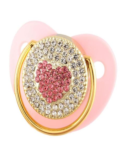 Pacifications Luxury Baby Pacificier Bling Pink Heart avec strass orthodontique mannequin Soother Kipple Shower 1483968
