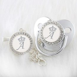 Fopspenen # Luxe zilveren kroon 26 met clip baby siliconen dummy fopspeen sprankelend geschikt uniek cadeau voor baby's G220612