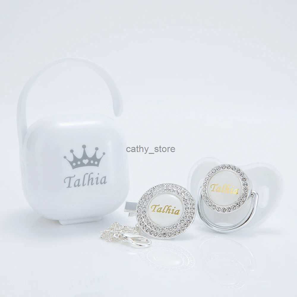 Pacifiers# MIYOCAR custom made gold white bling pacifier and clip pacifier box set BPA free dummy LuxuryL2403