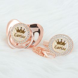 Fopspeen Miyocar Gepersonaliseerde Rose Red Crown Naam Bling Pacifier en Clip BPA Gratis Dummy Uniek ontwerp PCG 1 230303