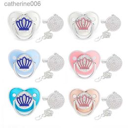 Sucettes # Nouveau-né bébé Bling sucette strass sucette Clips sans BPA Silicone infantile mamelon bébé sucette bébé douche cadeaux L231104