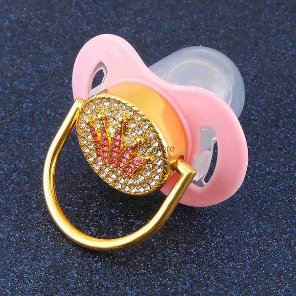 Pacifications # nouveau-né bébé Crown Pacificier Clip Chain Rose Gold Bling Silicone Papinier Patificateur Soother Soother Mipple Dummy Baby Shower GiftsL2403
