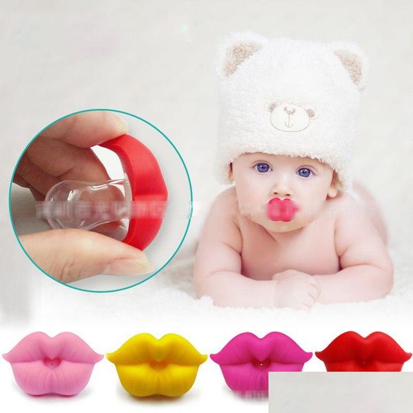 Chupetes recién nacidos divertidos grandes labios rojos Sile infantil 5 colores bebé chupete pezones C4493 entrega de gota niños alimentación de maternidad Otpns