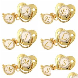 Fopspenen # Fopspenen 26 Naam Beginletter Babyfopspeen en clips Bpa Sile Infant Nipple Gold Bling Born Dummy Fopspeen Drop Delive Dhr2T