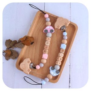 Fopspenen # gepersonaliseerde naam dummy clip houten kralen bijtring houder kauwen ketting hanger aangepaste tandjes fopspeen tepel