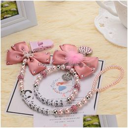 Pacifications Personnalisés Nom Set Superbe Rose Bling Pram Charmstroller Toy Rattles Bed Honter Pacificier Clip Clim Dummy Clip899122 DH5YP