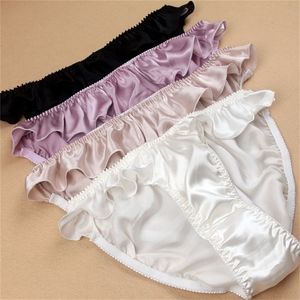 Pack 3 100% Pure Silk Women's Ruffled Underwear Lingerie Briefs slipje L-2XL MS016 230420 20420