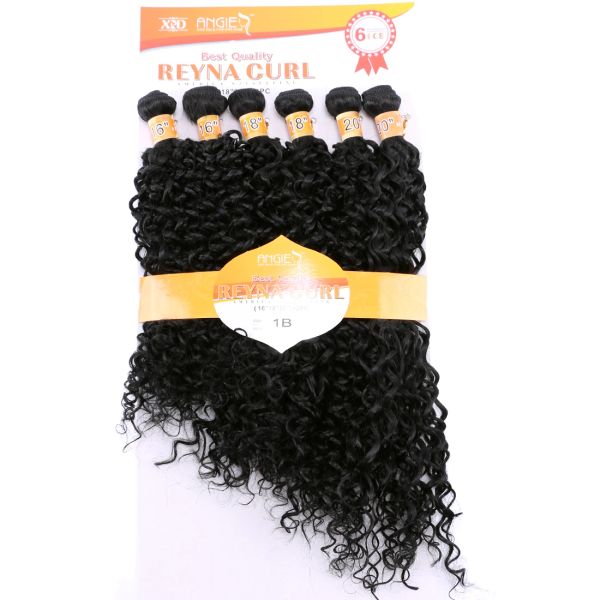 Paquete ANGIE Kinky Curly Wave Tejido de fibra de alta temperatura REYNA Paquetes de cabello sintético 6 unids / lote Gramo de cabello