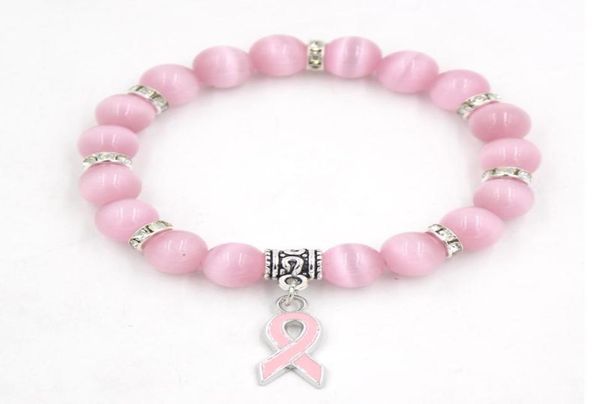 Emballer le cancer du sein de conscience de bijoux Bracelet de bracelet d'opale rose blanc bracelet bracelet braceletsbangles bracelets5072061