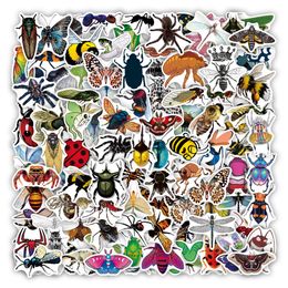 Paquet de 100 autocollants d'insectes de dessin animé, autocollant en vinyle imperméable sans doublon pour skateboard, bagages, ordinateur portable, casque, bouteille d'eau, téléphone, voiture