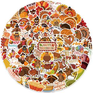 Pak van 100 stcs Thanksgiving stickers kalkoen waterdicht vinylsticker no-duplicaat voor skateboard bagage laptop notebook helm water fles telefoon auto stickers